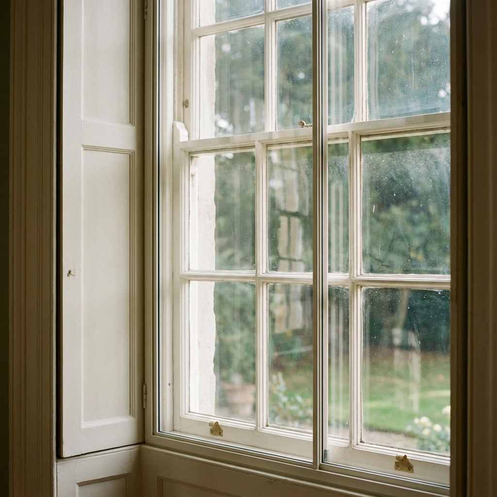 Traditional sash window with secondary glazing in a period property