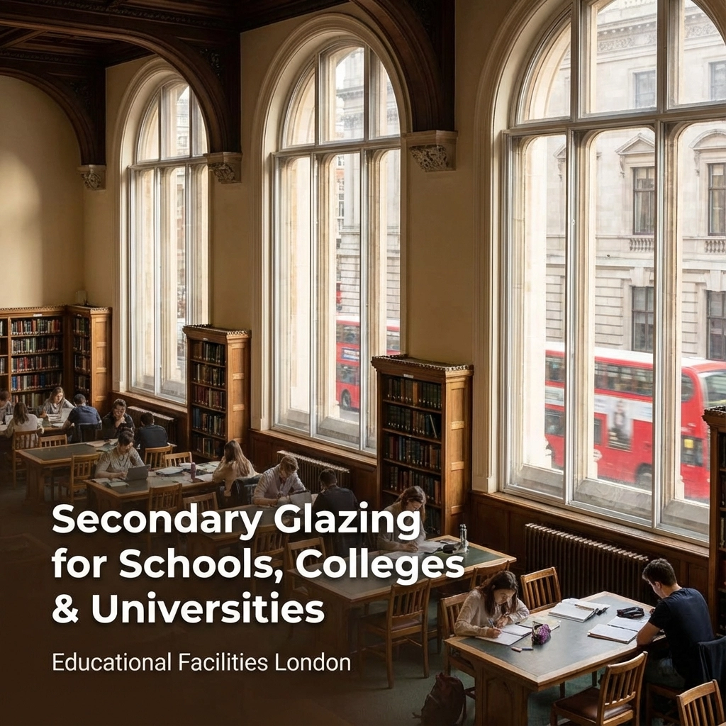 University library with secondary glazing and students studying