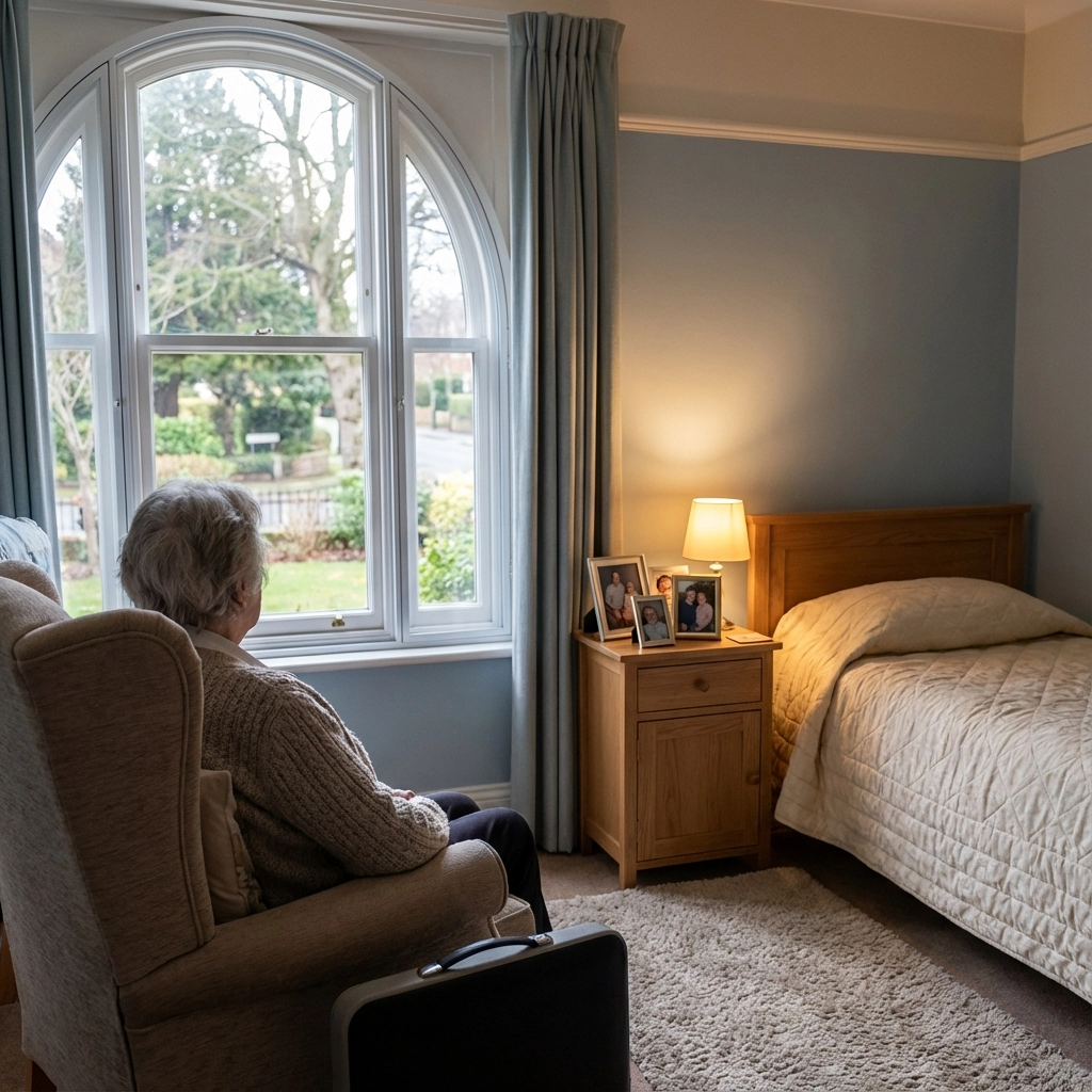 Care home resident room with secondary glazing providing comfort and natural light
