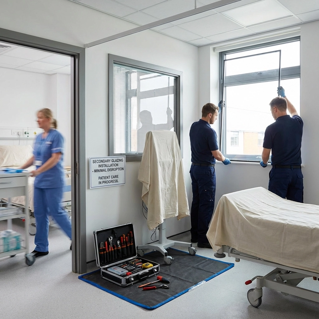 Professional secondary glazing installation in hospital with minimal disruption to patient care