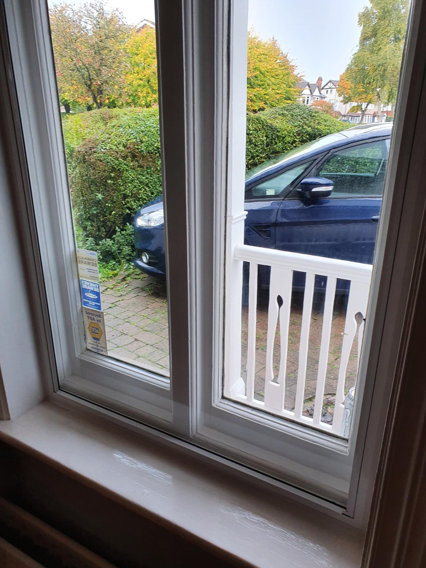 Lift-out secondary glazing panel installed on sash window in London home