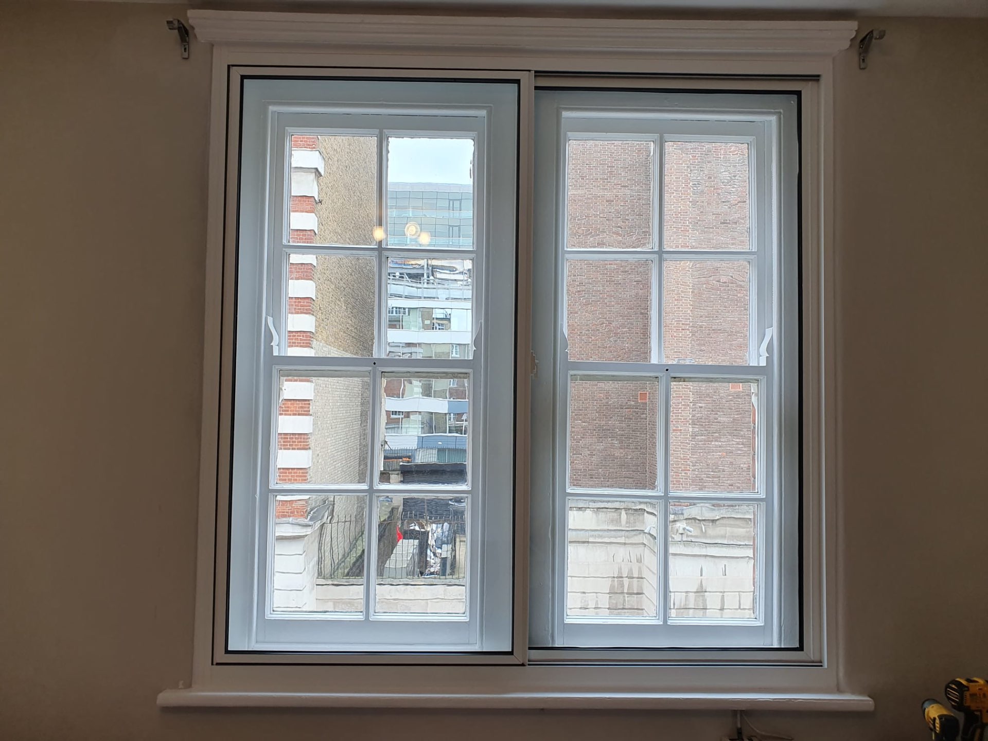 Georgian sash window with acoustic secondary glazing