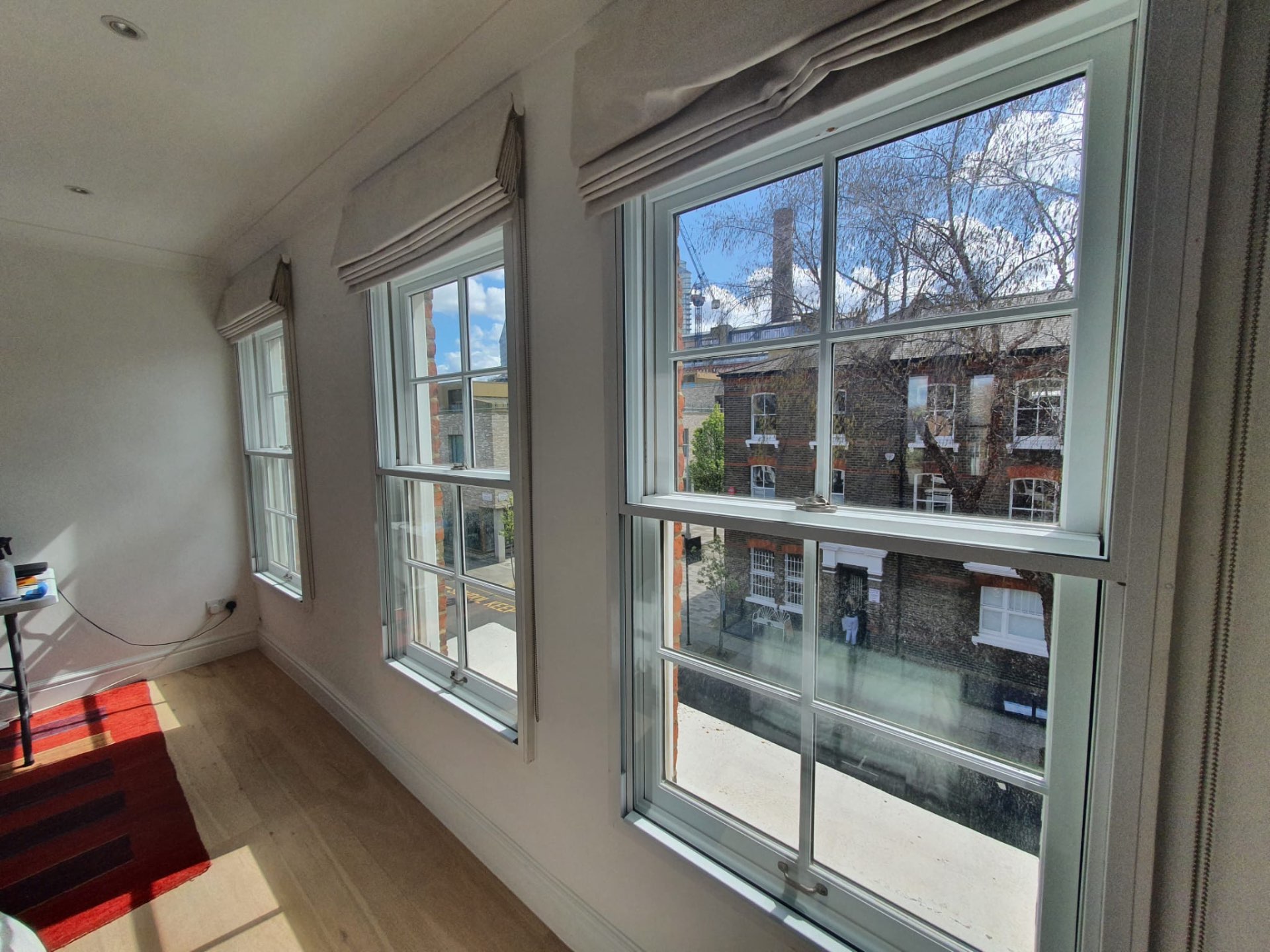 Sash windows with secondary glazing installed
